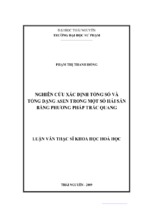 Luận văn thạc sĩnghiên cứu xác định tổng số và tổng dạng asen trong một số hải sản bằng phương pháp trắc quang