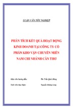 Phân tích kết quả hoạt động kinh doanh tại công ty cổ phẩn kho vận chuyển miền nam chi nhánh cần thơ.