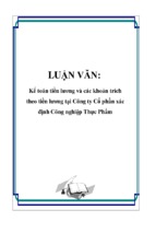 Kế toán tiền lương và các khoản trích theo tiền lương tại công ty cổ phần xác định công nghiệp thực phẩm.