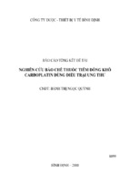Nghiên cứu bào chế thuốc tiêm đông khô carboplatin dùng điều trại ung thư