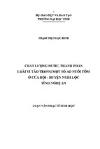 Chất lượng nước, thành phần loài vi tảo trong một số ao nuôi tôm ở cửa hội   huyện nghi lộc tỉnh nghệ an luận văn thạc sỹ sinh học