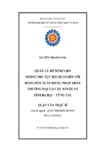 Quản lý hồ sơ rủi ro trong thủ tục hải quan đối với hàng hóa xuất khẩu, nhập khẩu thương mại tại cục hải quan tỉnh bà rịa vũng tàu [full]