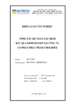 Công tác kế toán xác định kết quả kinh doanh tại công ty cổ phần thực phẩm cholimex [full]