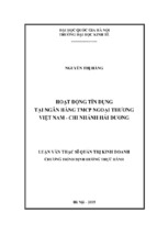 Hoạt động tín dụng tại ngân hàng tmcp ngoại thương việt nam   chi nhánh hải dương