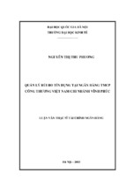 Quản lý rủi ro tín dụng tại ngân hàng tmcp công thương việt nam chi nhánh vĩnh phúc