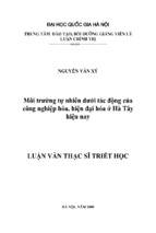 Môi trường tự nhiên dưới tác động của công nghiệp hóa, hiện đại hóa ở hà tây hiện nay