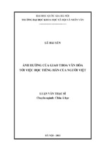 ảnh hưởng của giao thoa văn hóa tới việc học tiếng hàn của người việt