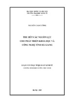 Thu hút các nguồn lực cho phát triển khoa học và công nghệ tỉnh hà giang
