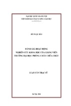 đánh giá hoạt động nghiên cứu khoa học của giảng viên trường đại học phòng cháy chữa cháy