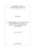 đánh giá ảnh hưởng của việc áp dụng hệ thống iso 9001 2008 đối với chất lượng đào tạo trường cao đẳng sư phạm trung ương tp. hồ chí minh