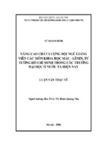 Nâng cao chất lượng đội ngũ giảng viên các môn khoa học mác   lênin, tư tưởng hồ chí minh trong các trường đại học ở nước ta hiện nay
