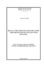 Quản lý thu chi ngân sách nhà nước trên địa bàn huyện xín mần tỉnh hà giang