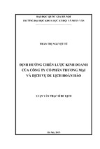 định hướng chiến lược kinh doanh của công ty cổ phần thương mại và dịch vụ du lịch hoàn hảo tại hải dương