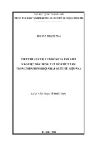 Tiếp thu giá trị văn hóa của thế giới vào việc xây dựng văn hóa việt nam trong tiến trình hội nhập quốc tế hiện nay
