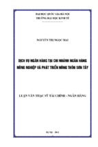 Dịch vụ ngân hàng tại chi nhánh ngân hàng nông nghiệp và phát triển nông thôn sơn tây