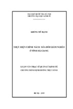 Thực hiện chính sách xóa đói giảm nghèo ở tỉnh hà giang