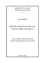 Kiểm tra chi ngân sách nhà nước tại sở tài chính tỉnh nghệ an