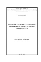 Giáo dục thế giới quan duy vật biện chứng cho sinh viên các trường cao đẳng y tế tại hà nội hiện nay
