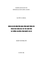 đánh giá khả năng ứng dụng công nghệ thông tin trong hoạt động học tập của sinh viên tại trường cao đẳng công nghiệp cao su