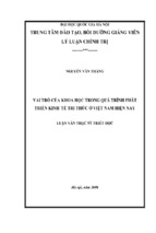 Vai trò của khoa học trong quá trình phát triển kinh tế tri thức ở việt nam hiện nay