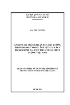 áp dụng hệ thống quản lý chất lượng theo iso 9001 trong lĩnh vực cải cách hành chính tại viện tiêu chuẩn chất lượng việt nam