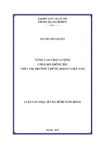 Nâng cao chất lượng công bố thông tin trên thị trường chứng khoán việt nam