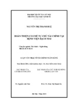 Hoàn thiện cơ chế tự chủ tài chính tại bệnh viện bạch mai