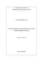 Xây dựng bộ chỉ số thực hiện phân loại các cơ sở giáo dục đại học ở việt nam