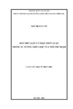 Bản thể luận và nhận thức luận trong tư tưởng triết học ngô thì nhậm