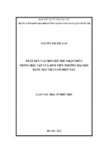 Phát huy vai trò chủ thể nhận thức trong học tập của sinh viên trường đại học hàng hải việt nam hiện nay