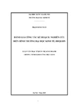 đánh giá công tác kế hoạch nghiên cứu điển hình trường đại học kinh tế, đhqghn