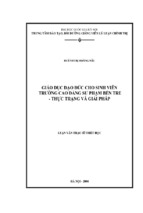 Giáo dục đạo đức cho sinh viên trường cao đẳng sư phạm bến tre   thực trạng và giải pháp