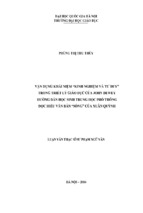 Vận dụng khái niệm kinh nghiệm và tư duy trong triết lý giáo dục của john dewey hướng dẫn học sinh trung học phổ thông đọc hiểu văn bản sóng của xuân quỳnh