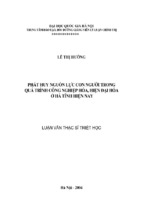 Phát huy nguồn lực con người trong quá trình công nghiệp hoá, hiện đại hóa ở hà tĩnh hiện nay