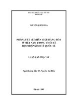 Pháp luật về nhãn hiệu hàng hóa ở việt nam trong thời kỳ hội nhập kinh tế quốc tế