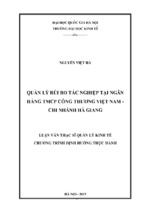 Quản lý rủi ro tác nghiệp tại ngân hàng tmcp công thương việt nam   chi nhánh hà giang