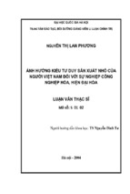 ảnh hưởng kiểu tư duy sản xuất nhỏ của người việt nam đối với sự nghiệp công nghiệp hoá, hiện đại hoá