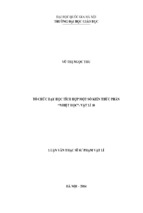 Tổ chức dạy học tích hợp một số kiến thức phần nhiệt học vật lí 10