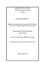 Hiệu quả sử dụng tài sản tại công ty cổ phần vận tải và thương mại veam (vetranco)