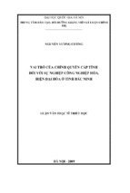 Vai trò của chính quyền cấp tỉnh đối với sự nghiệp công nghiệp hóa, hiện đại hóa ở tỉnh bắc ninh