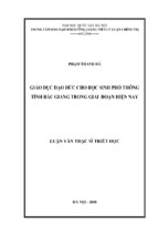 Giáo dục đạo đức cho học sinh phổ thông tỉnh bắc giang trong giai đoạn hiện nay