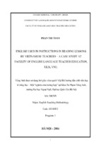 English used in instructions in reading lessons by vietnamese teachers – a case study at faculty of english language teacher education, ulis, vnu