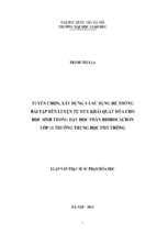 Tuyển chọn, xây dựng và sử dụng hệ thống bài tập rèn luyện tư duy khái quát hóa cho học sinh trong dạy học phần hidrocacbon lớp 11 trường trung học phổ thông