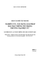 Nghiên cứu xây dựng giải pháp bảo mật thông tin trong thương mại điện tử (an toàn thông tin cho cơ sở dữ liệu)