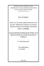 Application of house’s model for translation quality assessment in assessing the english version of the vietnam’s criminal procedure code no. 19 2003 qh11