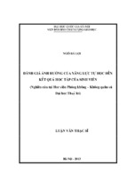 đánh giá ảnh hưởng của năng lực tự học đến kết quả học tập của sinh viên