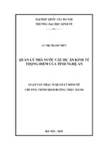 Quản lý nhà nước các dự án kinh tế trọng điểm của tỉnh nghệ an