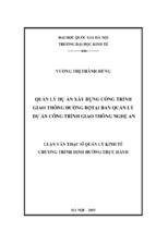 Quản lý dự án xây dựng công trình giao thông đường bộ tại ban quản lý dự án công trình giao thông nghệ an