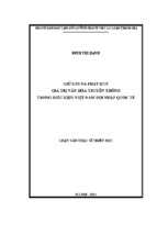 Giữ gìn và phát huy giá trị văn hóa truyền thống trong điều kiện việt nam hội nhập quốc tế