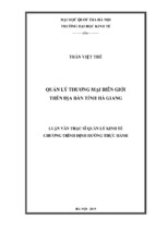 Quản lý thương mại biên giới trên địa bàn tỉnh hà giang